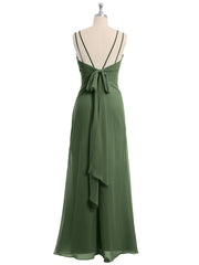 Sweetheart Neck Chiffon Gown with Double Straps Olive Green