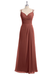 Sweetheart Neck Chiffon Gown with Double Straps Terracotta Plus Size