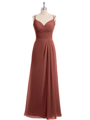 Sweetheart Neck Chiffon Gown with Double Straps Terracotta