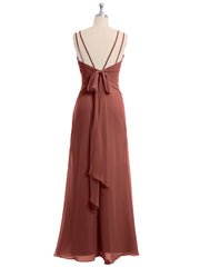 Sweetheart Neck Chiffon Gown with Double Straps Terracotta