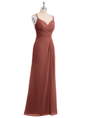 Sweetheart Neck Chiffon Gown with Double Straps Terracotta Plus Size