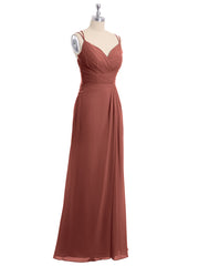 Sweetheart Neck Chiffon Gown with Double Straps Terracotta