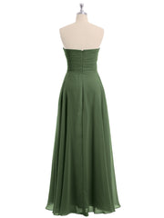 CROSS Pleated Empire Chiffon Dress with Sweetheart Olive Green