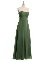 CROSS Pleated Empire Chiffon Dress with Sweetheart Olive Green Plus Size