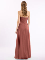 CROSS Pleated Empire Chiffon Dress with Sweetheart Terracotta Plus Size