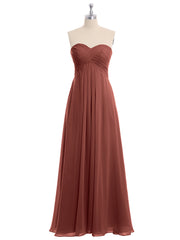 CROSS Pleated Empire Chiffon Dress with Sweetheart Terracotta