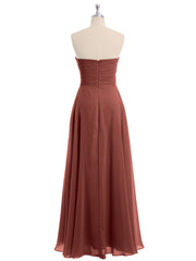 CROSS Pleated Empire Chiffon Dress with Sweetheart Terracotta