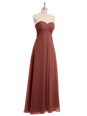 CROSS Pleated Empire Chiffon Dress with Sweetheart Terracotta