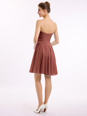 Strapless Chiffon Knee Length Bridesmaid Dress Terracotta Plus Size