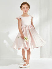 Cute Cap Sleeves Acetate Satin Flower Girl Dresses Rose Petal