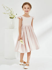Cute Cap Sleeves Acetate Satin Flower Girl Dresses Rose Petal