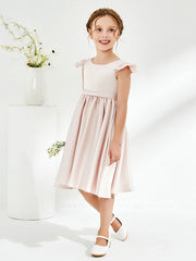 Cute Cap Sleeves Acetate Satin Flower Girl Dresses Rose Petal