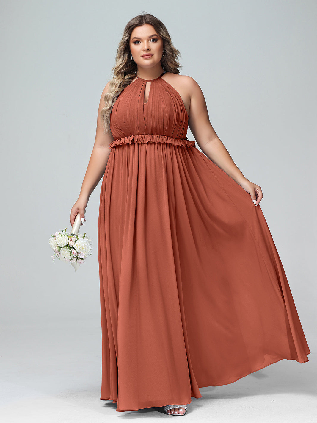rust bridesmaid dress plus size Designer Off The Shoulder Dress, RUST
