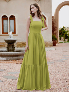 A-Line Bow Ruffle Sleeveless Chiffon Dress Clover Plus Size