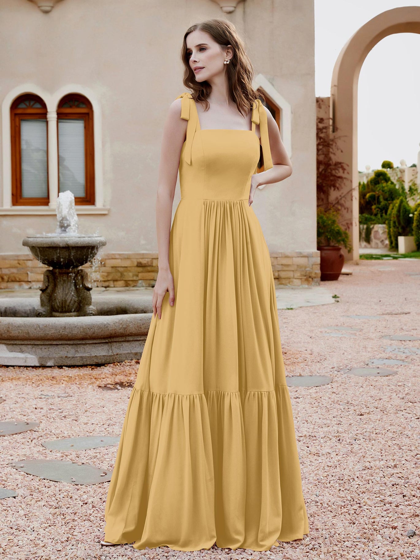 Gold Bridesmaid Dresses - Chiffon Satin Sequins and More Fabric Option BABARONI Gold Bridesmaid Dresses - Chiffon Satin Sequins and More Fabric Option BABARONI