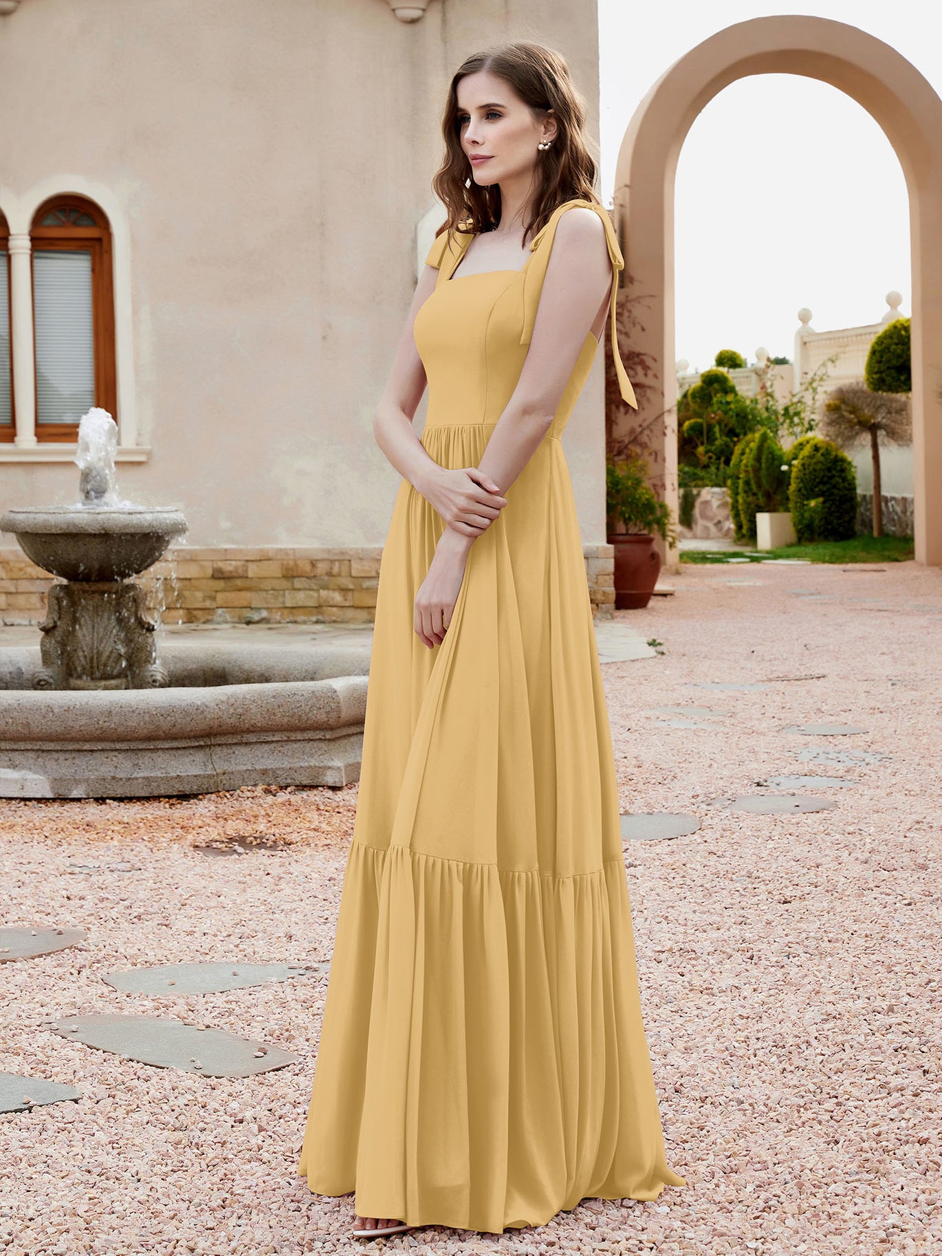 Gold Bridesmaid Dresses - Chiffon Satin Sequins and More Fabric Option BABARONI Gold Bridesmaid Dresses - Chiffon Satin Sequins and More Fabric Option BABARONI