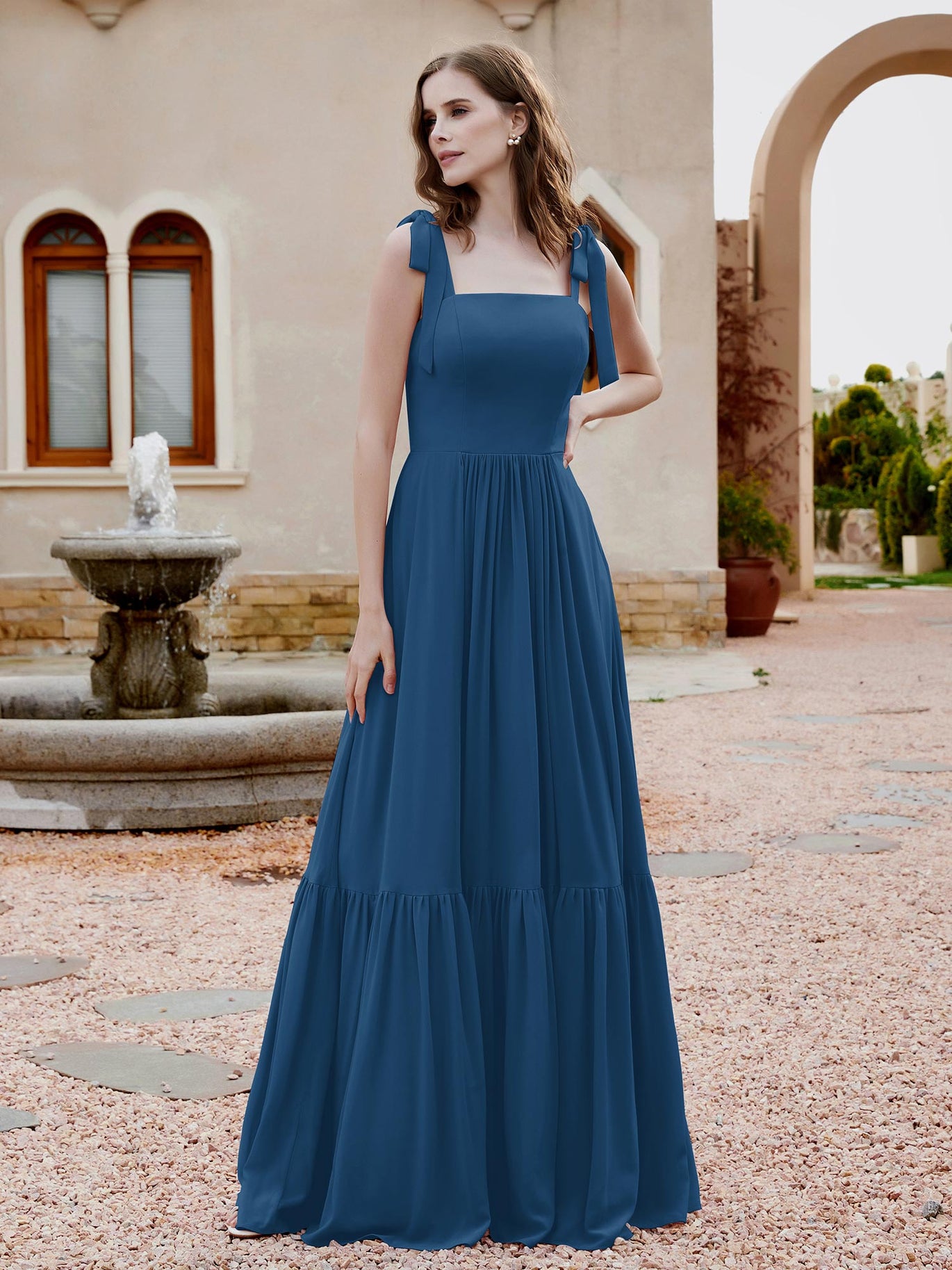 ink blue dress BABARONI Chiffon Mother of the Bride with Cape A-Line Evening Gown with Sleeves this piece is the epitome of ethereal beauty Shimmery Ink Blue Off Shoulder