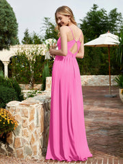 V-neck Spaghetti Straps Bridesmaid Dress With Slit Azalea