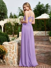 V-neck Spaghetti Straps Bridesmaid Dress With Slit Tahiti