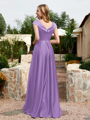 Satin Cap Sleeve Bridesmaid Dress With Pocket Tahiti