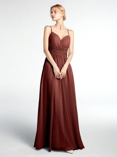 Criss Cross Open Back Chiffon Gown with Spaghetti Strap Terracotta