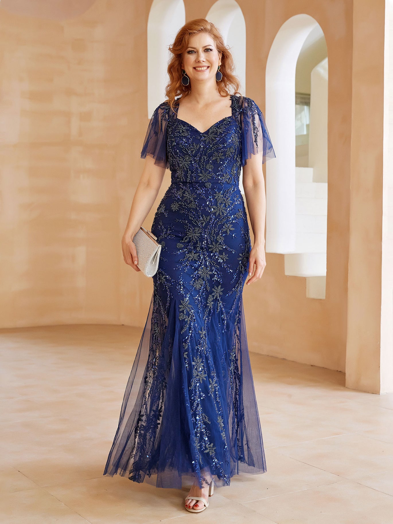 blue formal dress with sleeves Navy Sequin-Lace Dress: La Femme 31836 Navy / 4 You can even find one thats perfect for your special day Dusty Blue Formal Dresses for