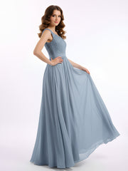 Appliqued and Beaded Dress with Sweetheart Neck Dusty Blue