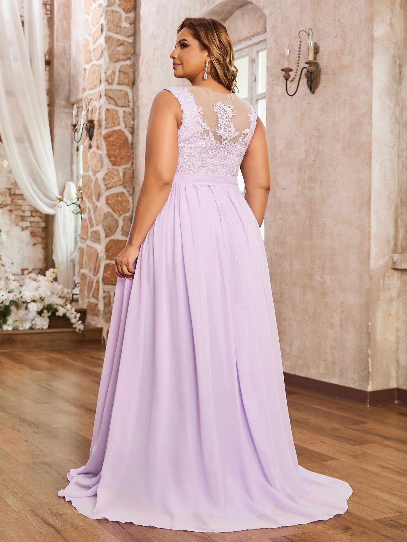 blue dress for baby girl Abby Rose 3405 Size 16 Pink Plus Size Sheer Lace Short Homecoming Dress Flared Formal Cocktail Gown