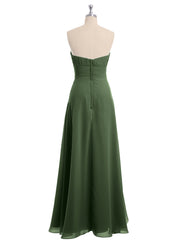 Straight Across Neck Chiffon Bridesmaid Dress Olive Green Plus Size