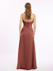 Straight Across Neck Chiffon Bridesmaid Dress Terracotta Plus Size