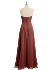 Straight Across Neck Chiffon Bridesmaid Dress Terracotta