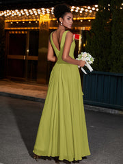 Simple Chiffon Dresses with V Neckline Clover
