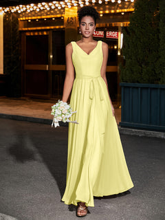 Simple Chiffon Dresses with V Neckline Daffodil