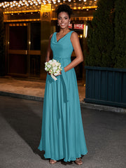 Simple Chiffon Dresses with V Neckline Jade