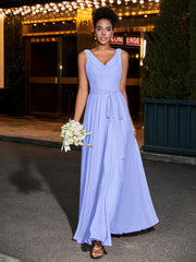 Simple Chiffon Dresses with V Neckline Lavender