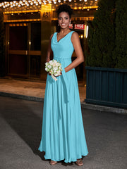 Simple Chiffon Dresses with V Neckline Pool