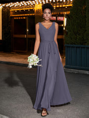 Simple Chiffon Dresses with V Neckline Stormy