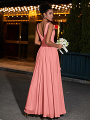 Simple Chiffon Dresses with V Neckline Sunset