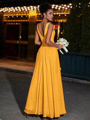 Simple Chiffon Dresses with V Neckline Tangerine