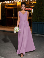 Simple Chiffon Dresses with V Neckline Wisteria