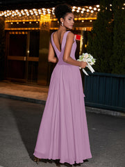 Simple Chiffon Dresses with V Neckline Wisteria