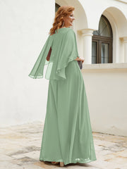 Dress Adorned with Beaded Elegance and Flutter Sleeves Dusty Sage