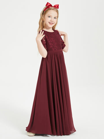 Square Neck Long Satin Junior Bridesmaid Gown Black