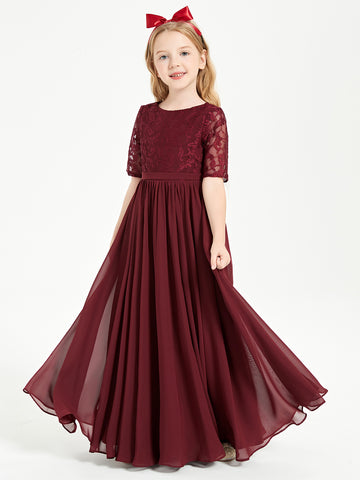 Square Neck Long Satin Junior Bridesmaid Gown Lavender