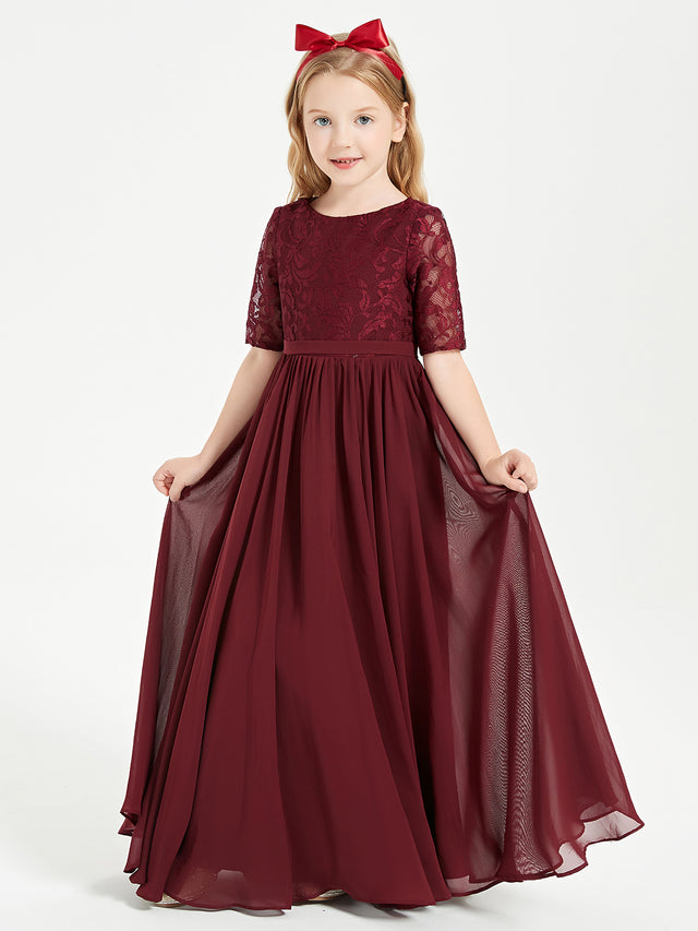 Simple Sleeveless Chiffon Junior Bridesmaid Gown Cabernet
