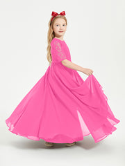 Long Junior Bridesmaid Gown Lace Top Half Sleeves Azalea