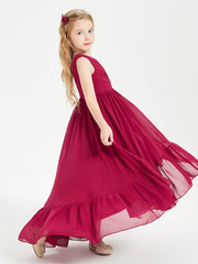 Boho Junior Bridesmaid Dresses Cascading Skirt Burgundy