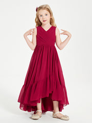 Boho Junior Bridesmaid Dresses Cascading Skirt Burgundy
