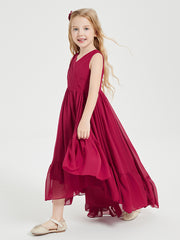 Boho Junior Bridesmaid Dresses Cascading Skirt Burgundy