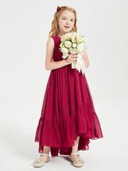 Boho Junior Bridesmaid Dresses Cascading Skirt Burgundy